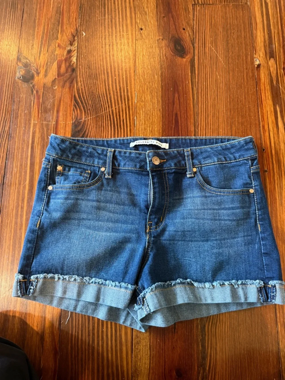 Celebrity Pink Dark Wash Denim Shorts - Picture 1 of 3